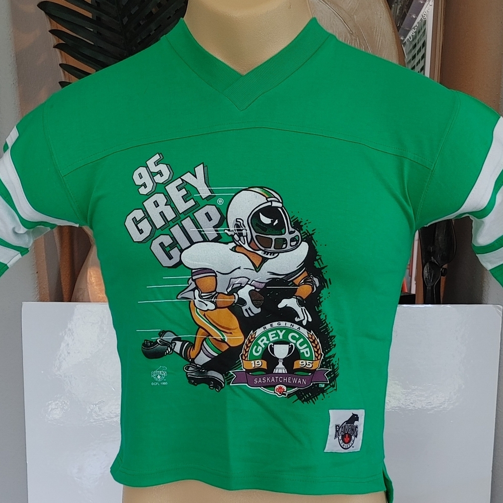 VINTAGE 1995 SASKATCHEWAN ROUGHRIDERS GREY CUP SHIRT NWT YOUTHS